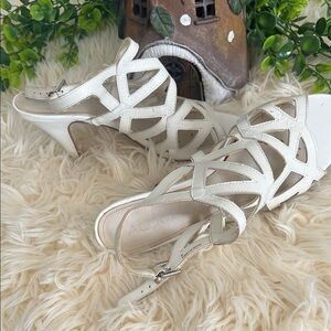 Aldo White Strappy Cutout Slingback Heels